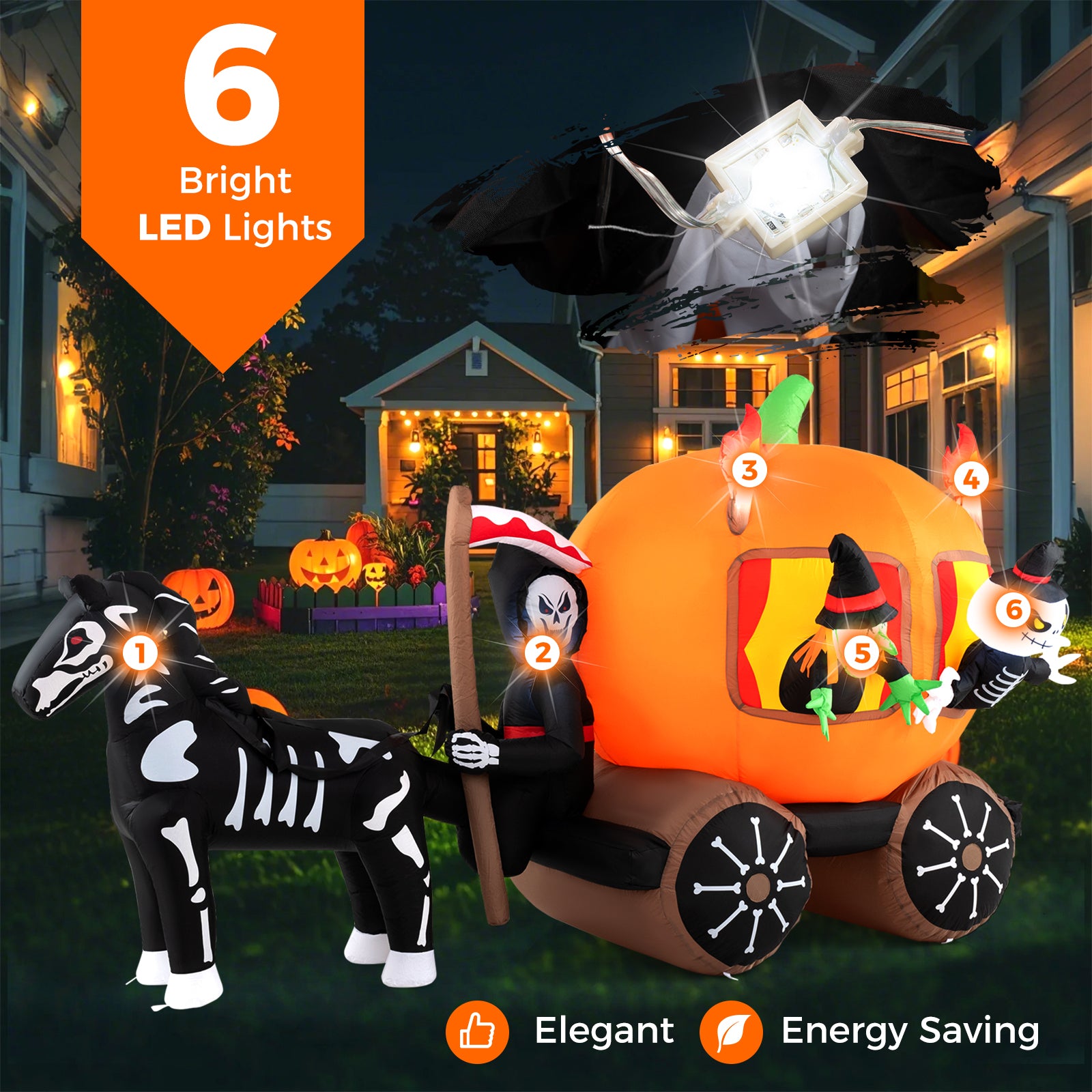 10.2 Feet Halloween Inflatable Carriage, Pumpkin, 2 Ghosts, Multicolor Halloween at Gallery Canada