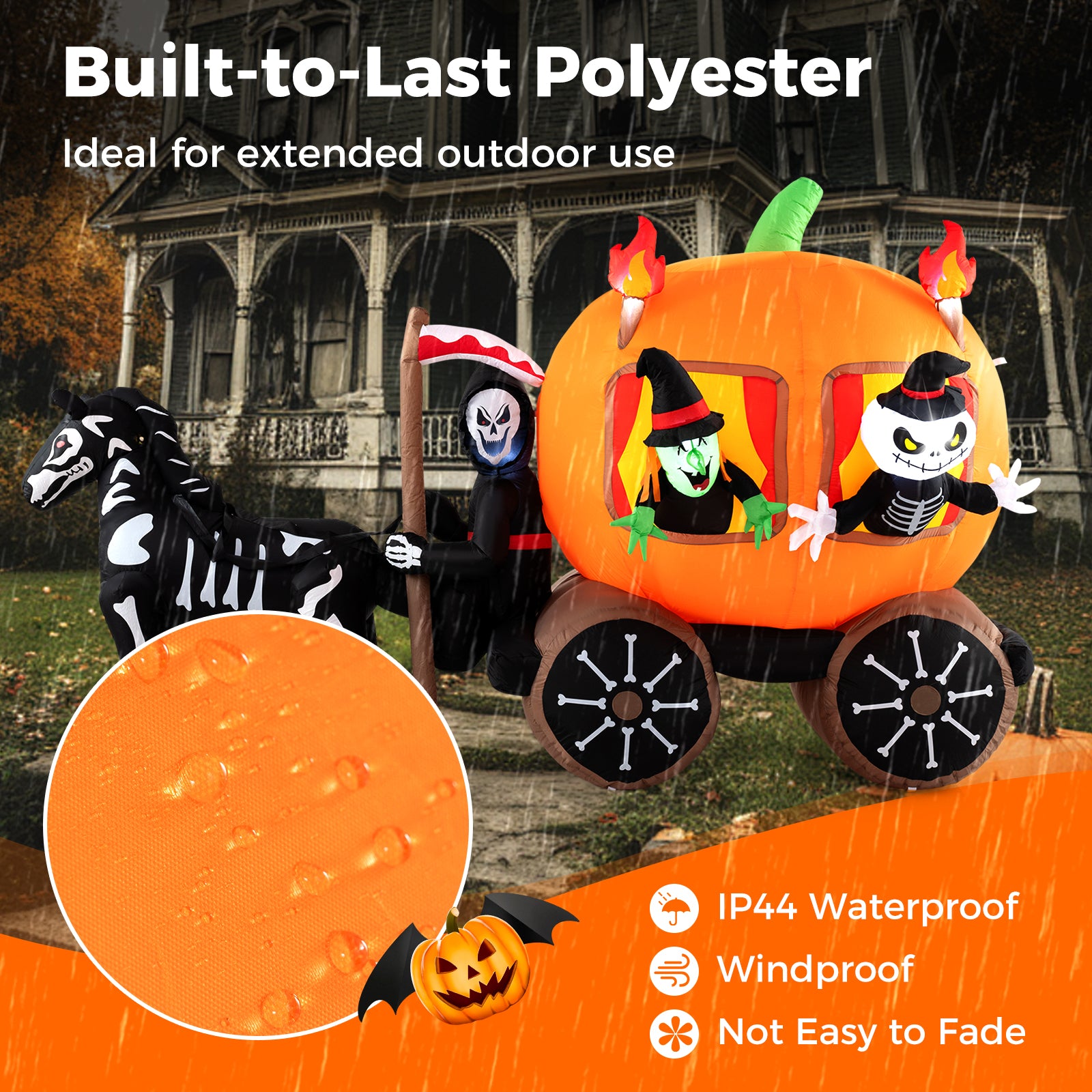 10.2 Feet Halloween Inflatable Carriage, Pumpkin, 2 Ghosts, Multicolor Halloween at Gallery Canada