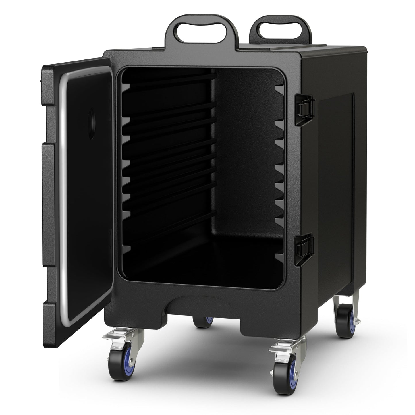 81 Quart Insulated Food Pan Carrier, End Loading With Wheels, Black Food Warmers & Burners Black at Gallery Canada