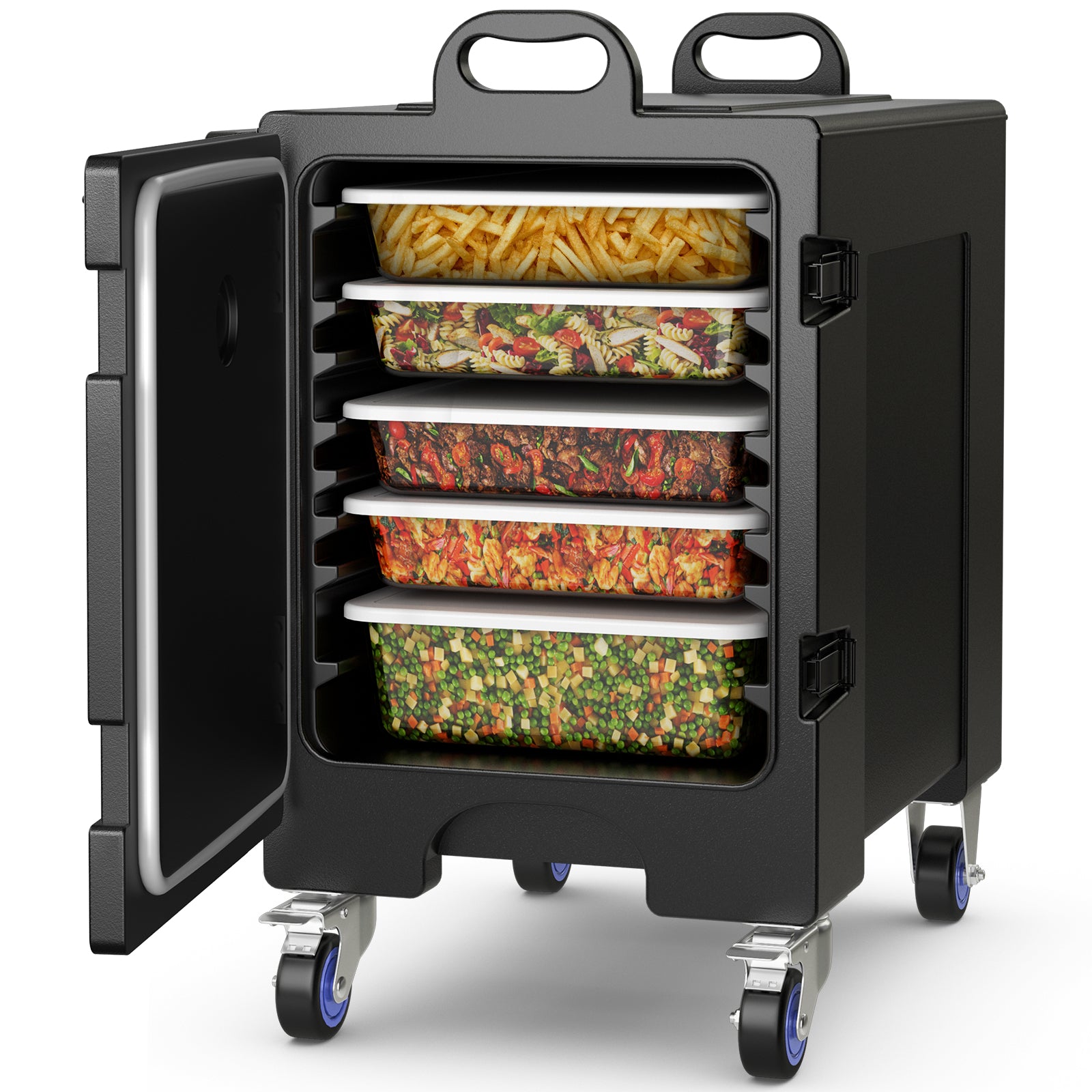81 Quart Capacity End-loading Insulated Food Pan Carrier with Wheels, Black Food Warmers & Burners at Gallery Canada
