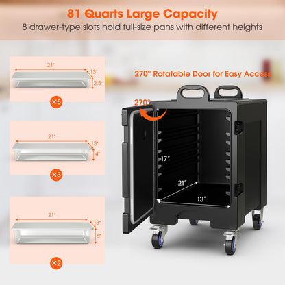 81 Quart Capacity End-loading Insulated Food Pan Carrier with Wheels, Black Food Warmers & Burners at Gallery Canada