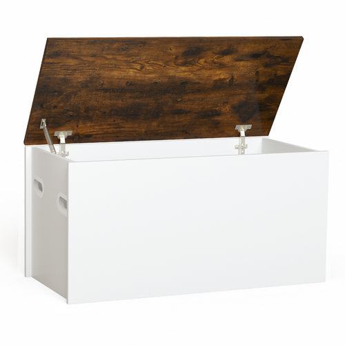Flip Top Storage Chest, Self Hold Cover, Pneumatic Rod, White