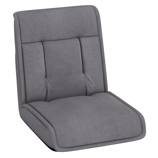 Folding Floor Chair Convertible Lazy Chair with 14-Poistion Adjustable Backrest, Gray Floor Chairs Gray at Gallery Canada
