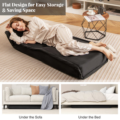 Folding Floor Chair Convertible Lazy Chair with 14-Poistion Adjustable Backrest, Black Floor Chairs at Gallery Canada