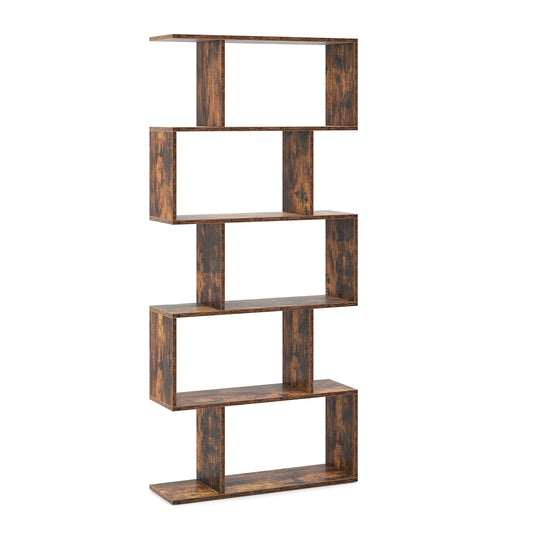 5-Tier Bookshelf with Anti-Toppling Device for Living Room Home Office, Rustic Brown Bookcases Rustic Brown at Gallery Canada
