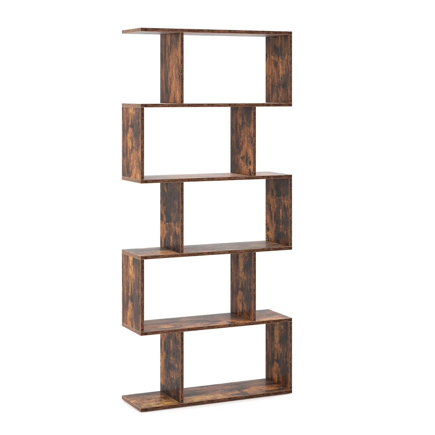 5-Tier Bookshelf with Anti-Toppling Device for Living Room Home Office, Rustic Brown Bookcases at Gallery Canada