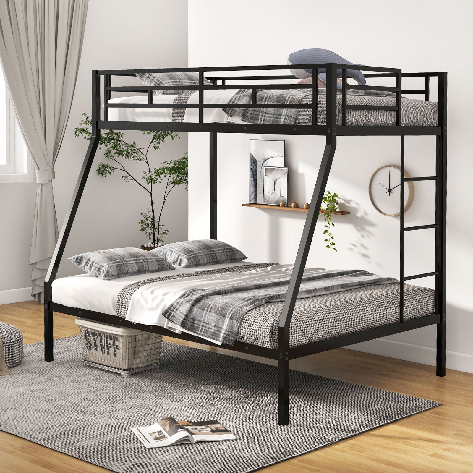 Space-saving Metal Slatted Bed Frame for Teens and Adults Noise-free No Box Spring Needed, Black Bunk Bed Frame at Gallery Canada