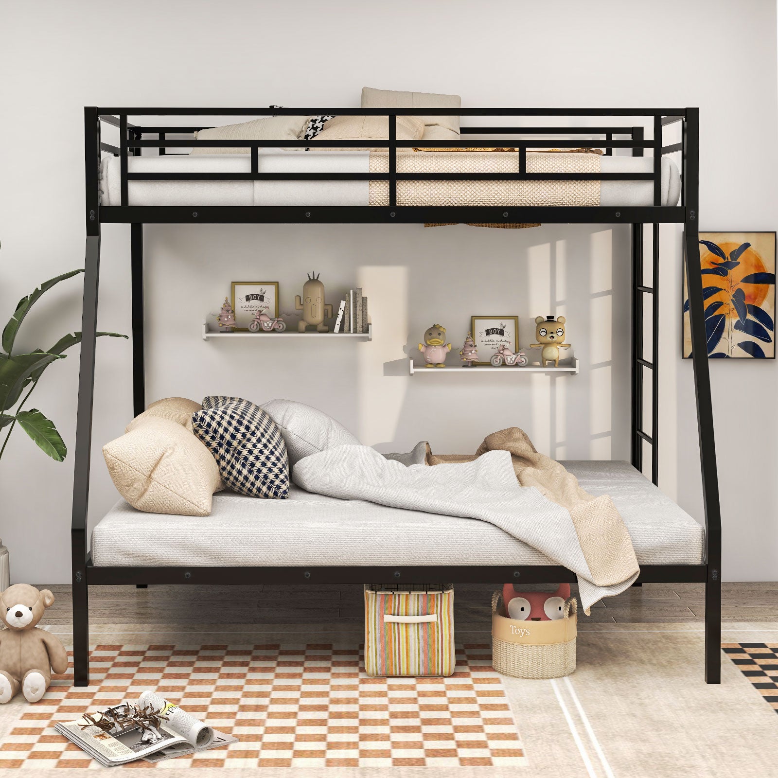 Space-saving Metal Slatted Bed Frame for Teens and Adults Noise-free No Box Spring Needed, Black Bunk Bed Frame at Gallery Canada