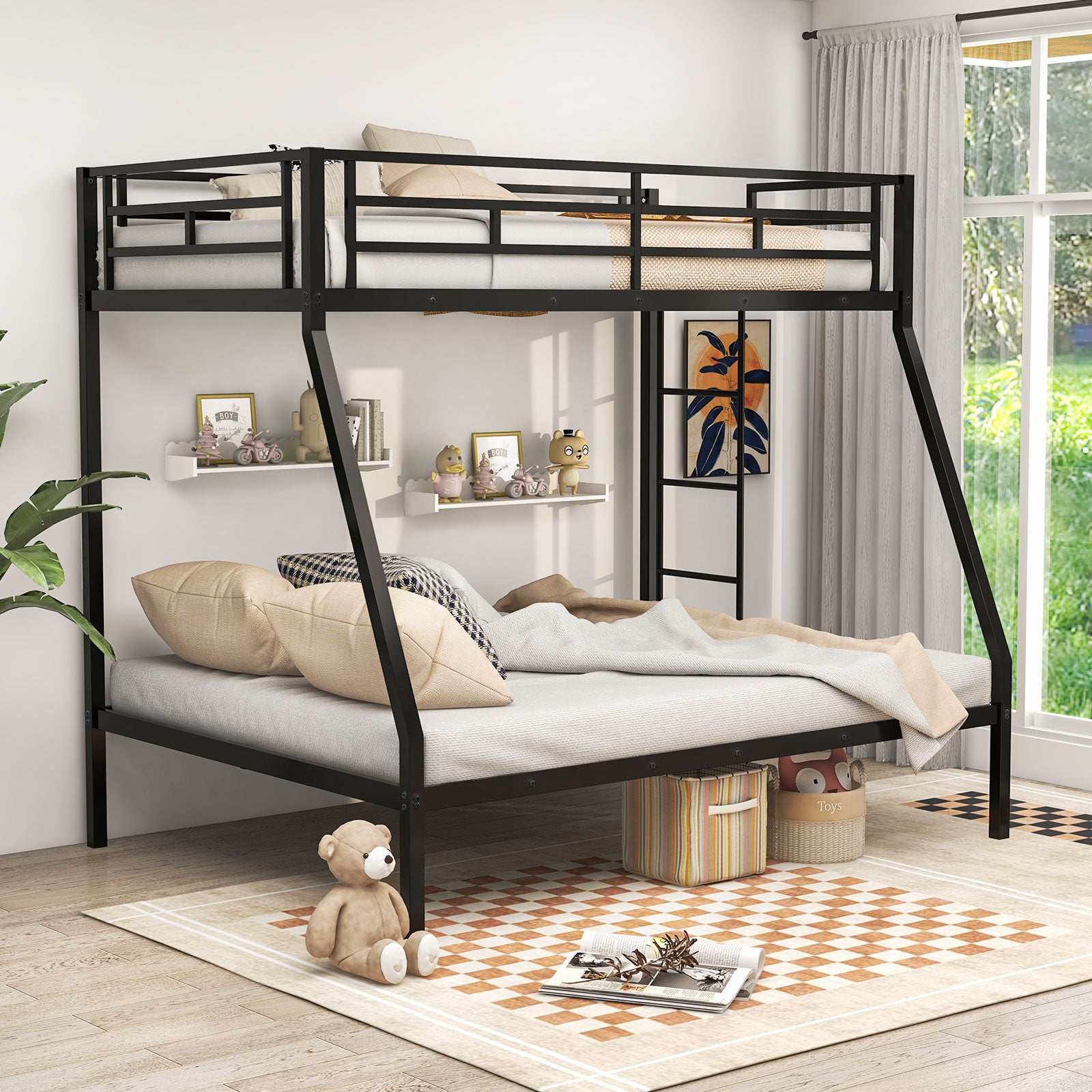 Space-saving Metal Slatted Bed Frame for Teens and Adults Noise-free No Box Spring Needed, Black Bunk Bed Frame at Gallery Canada