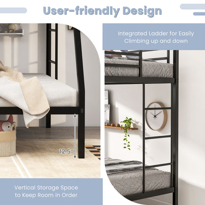 Space-saving Metal Slatted Bed Frame for Teens and Adults Noise-free No Box Spring Needed, Black Bunk Bed Frame at Gallery Canada