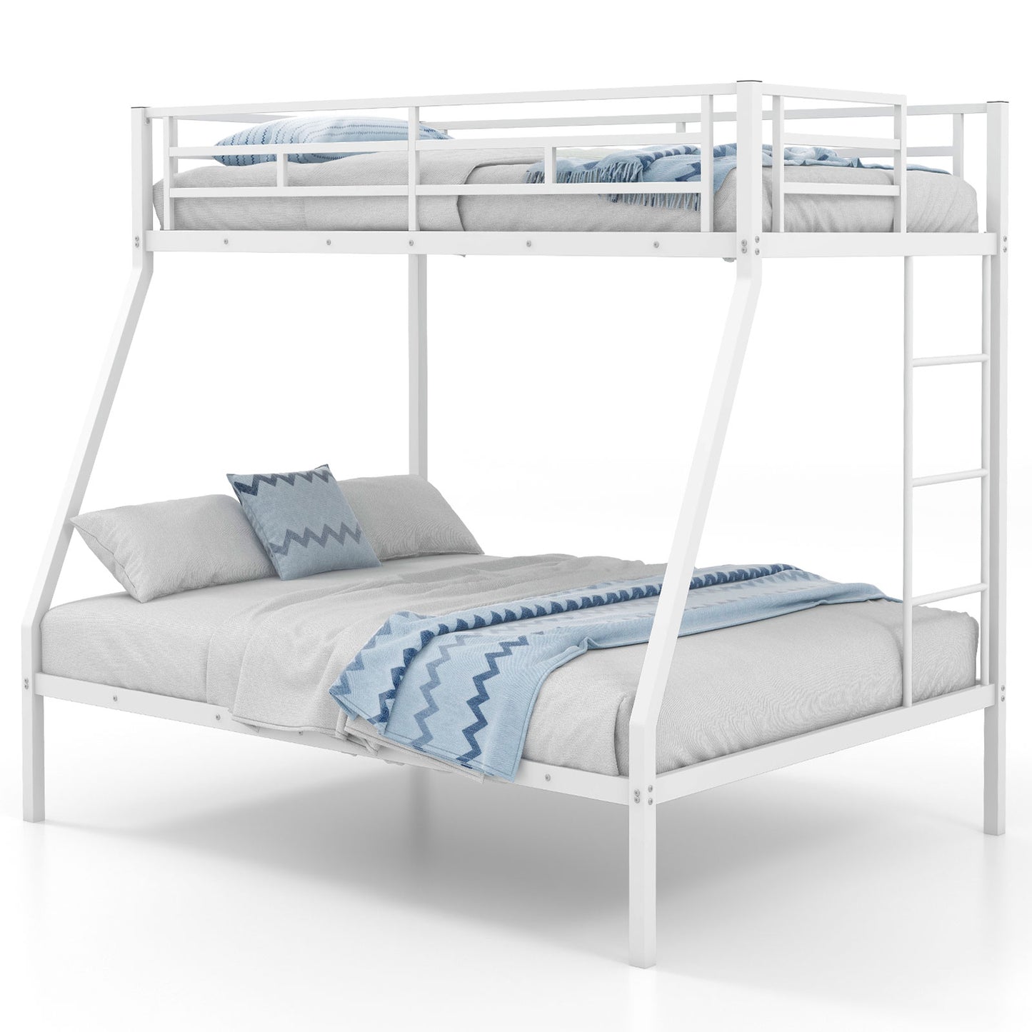 Space-saving Metal Slatted Bed Frame for Teens and Adults Noise-free No Box Spring Needed, White Bunk Bed Frame at Gallery Canada