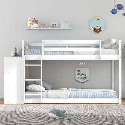 Twin Size Bunk Bed with Convertible Bookcase and Ladder, White Bunk Bed Frame at Gallery Canada