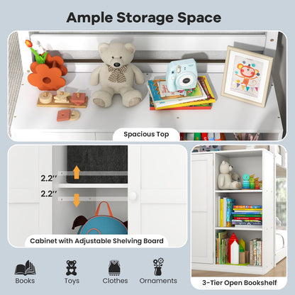 Twin Size Bunk Bed with Convertible Bookcase and Ladder, White Bunk Bed Frame at Gallery Canada