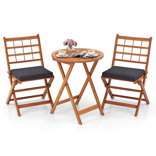 Acacia Wood Patio Bistro Set, 3 Pieces, Gray Patio Conversation Sets Gray at Gallery Canada