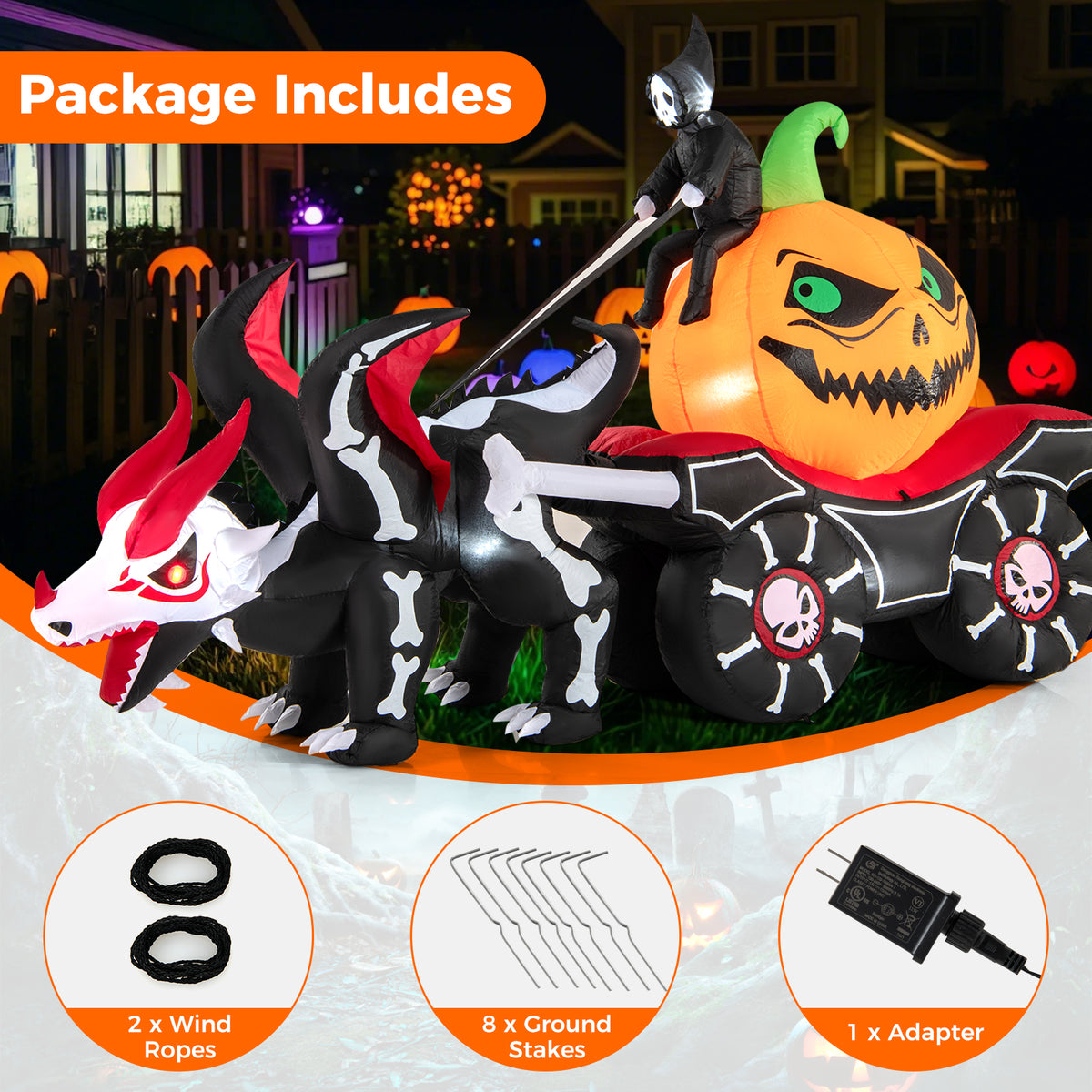 Halloween Inflatable LED Carriage With Pumpkin, Skeleton Dragon Halloween at Gallery Canada