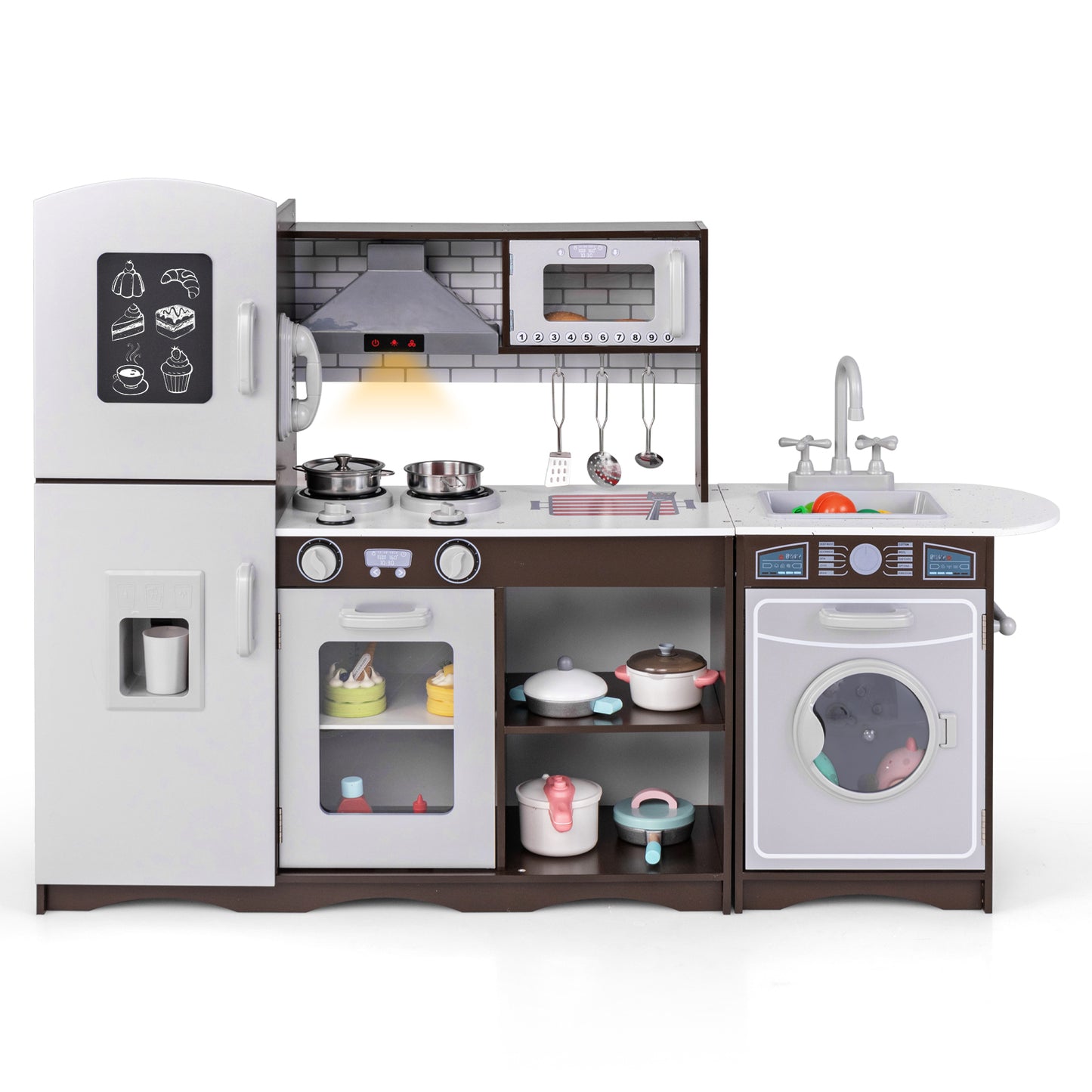 Corner Toy Kitchen Set With Light, Sounds, Interactive, Dark Brown Play Kitchen Sets Dark Brown at Gallery Canada