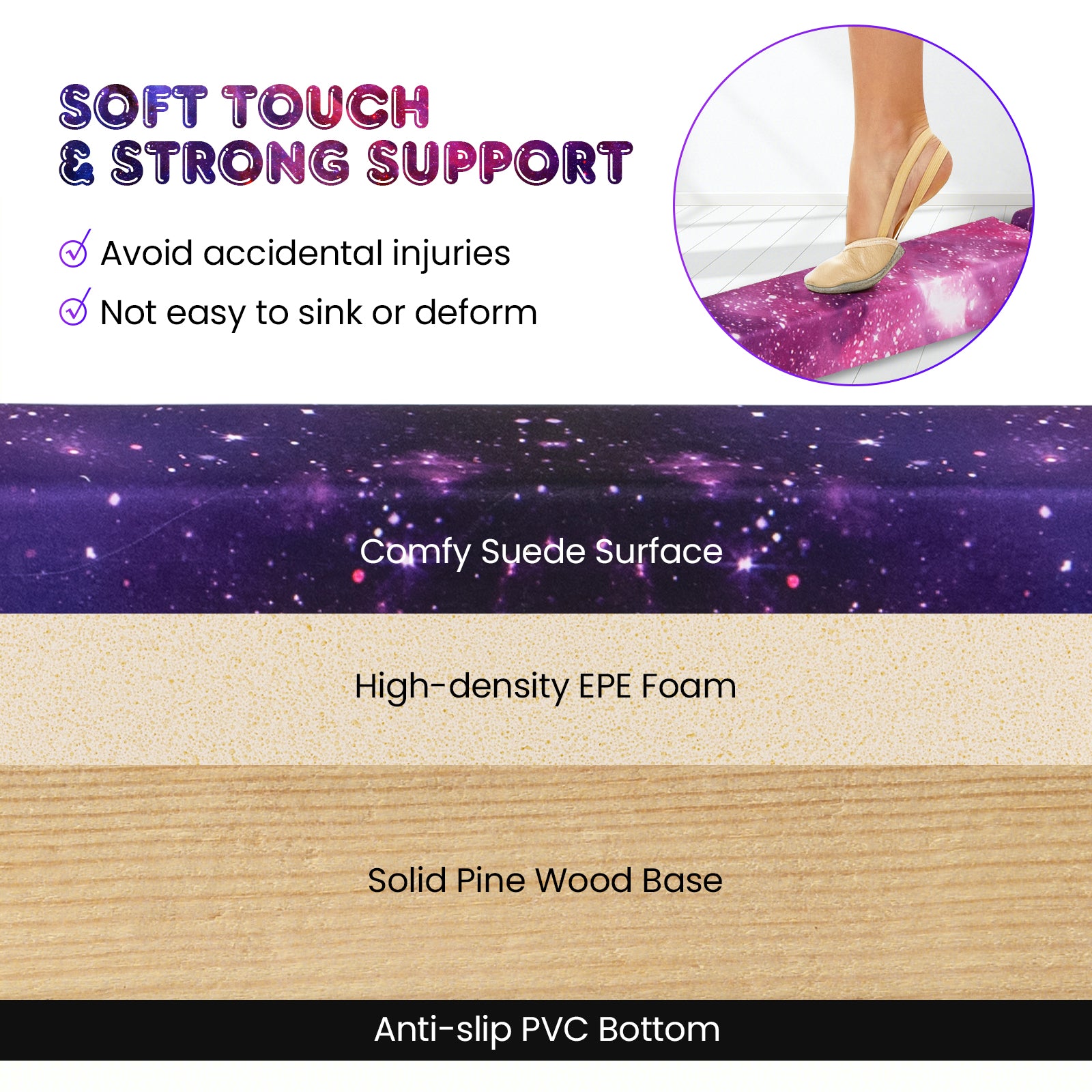 7 Feet Folding Portable Floor Balance Beam with Handles for Gymnasts, Transparent Toy Sports at Gallery Canada