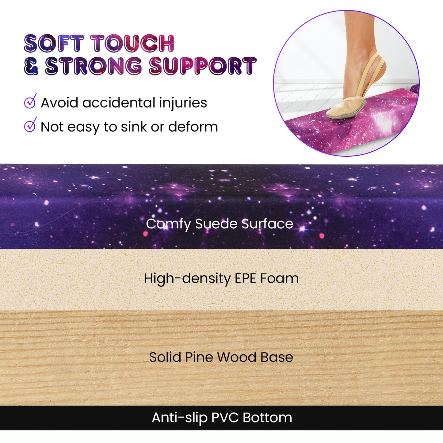 7 Feet Folding Portable Floor Balance Beam with Handles for Gymnasts, Transparent Toy Sports at Gallery Canada