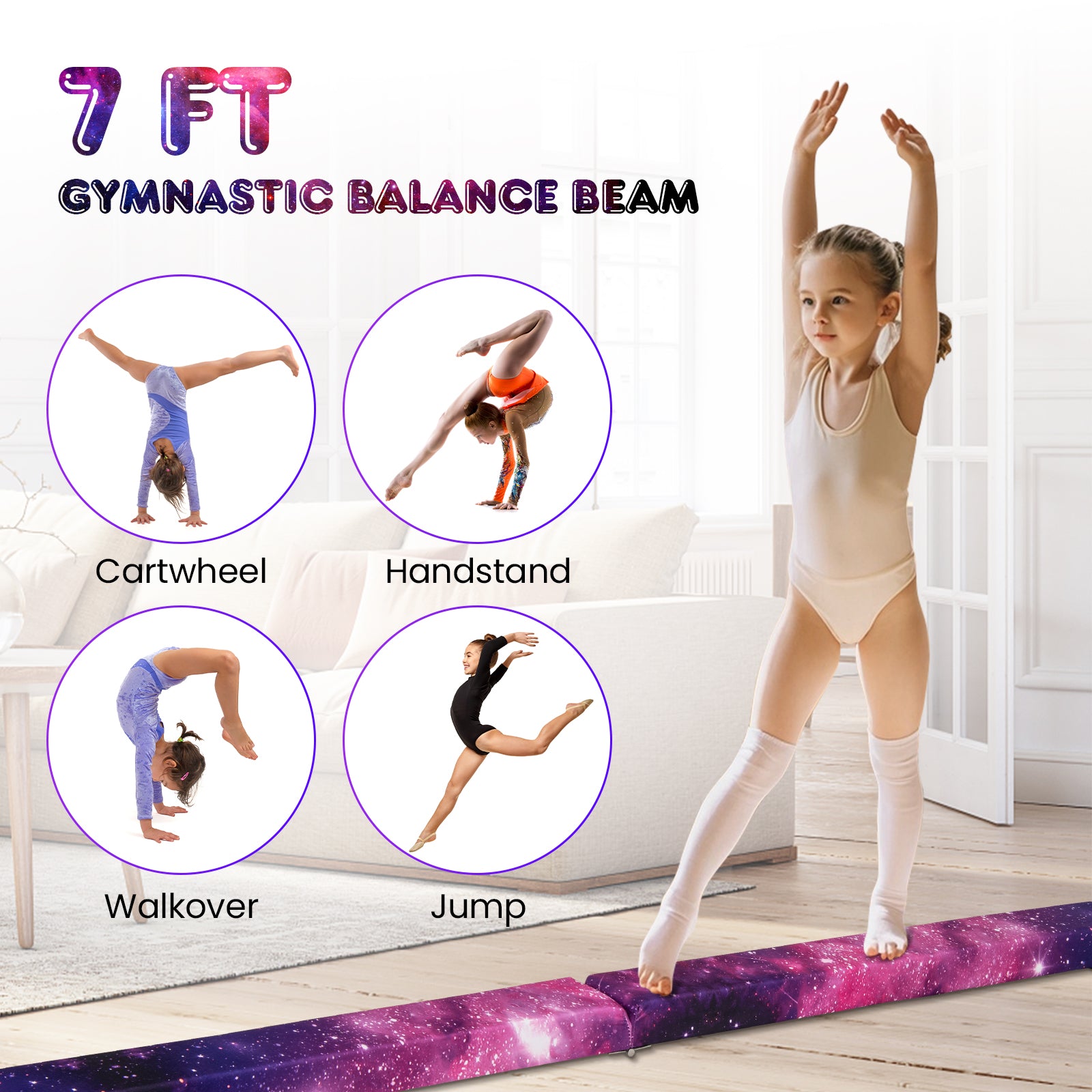 7 Feet Folding Portable Floor Balance Beam with Handles for Gymnasts, Transparent Toy Sports at Gallery Canada