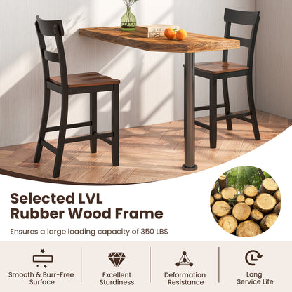 Farmhouse Dining Bar Stool Set, 2 Solid Rubber Wood Frame, Black Dining Chairs at Gallery Canada