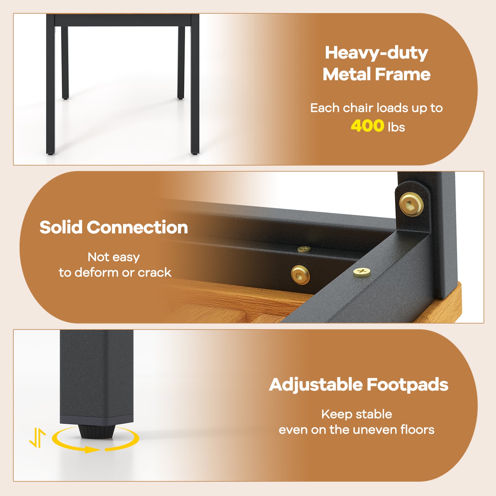 Patio Dining Chair Set of 2 with Metal and Acacia Wood Frame, Natural Dining Chairs at Gallery Canada