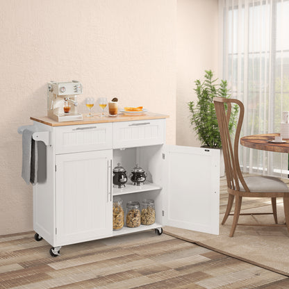 Heavy Duty Rolling Kitchen Cart with Tower Holder and Drawer, White Kitchen Islands & Carts at Gallery Canada