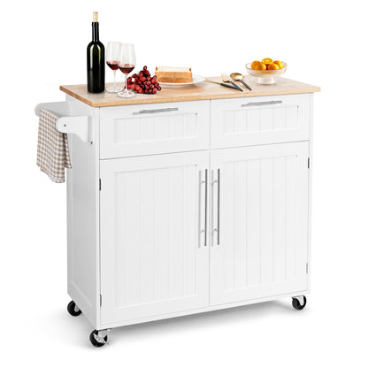 Heavy Duty Rolling Kitchen Cart with Tower Holder and Drawer, White Kitchen Islands & Carts at Gallery Canada