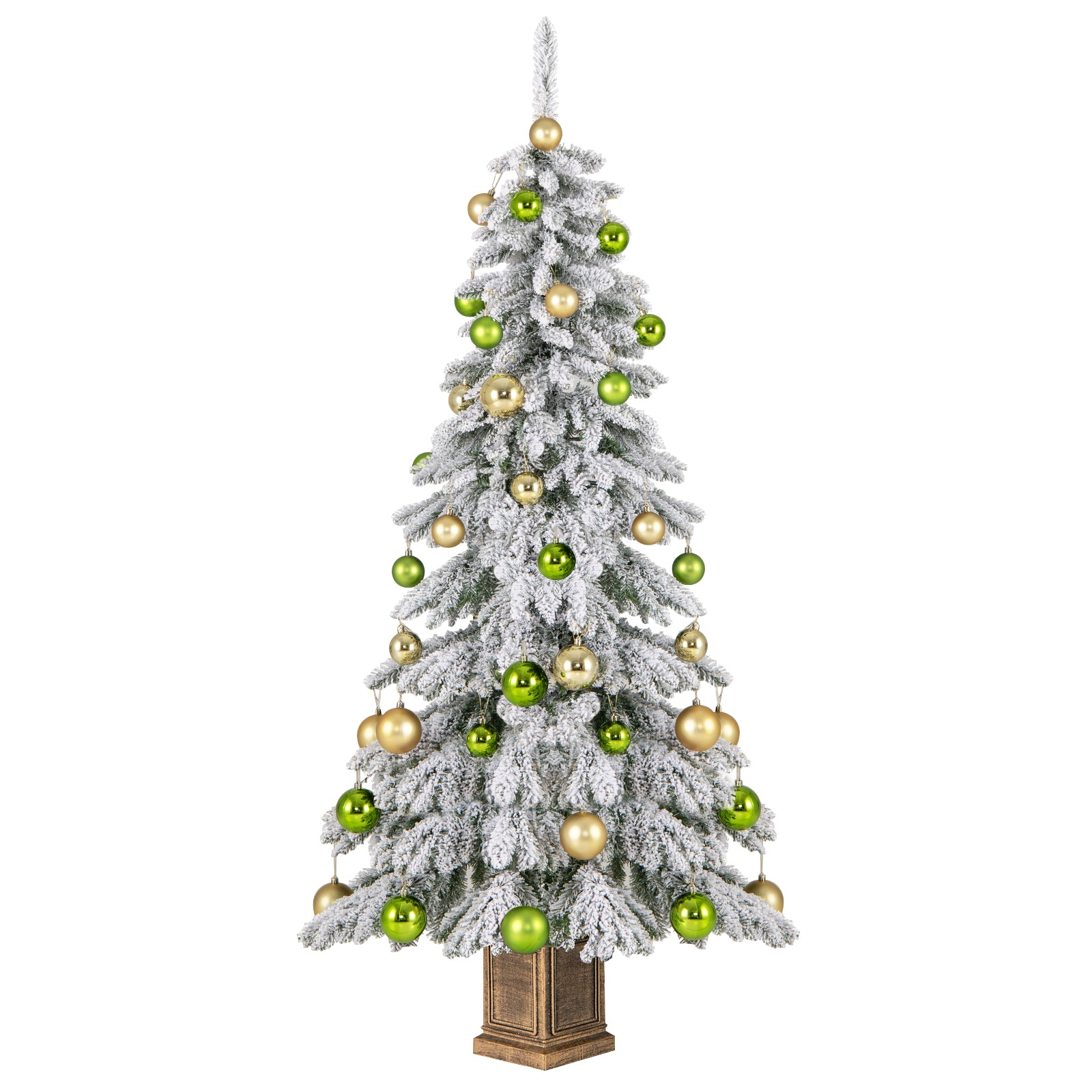 6 Feet Artificial Xmas Tree with 589 Flocked Branch Tips and 48 Xmas Balls, White Christmas Tree at Gallery Canada