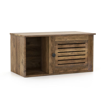Cat Litter Box Enclosure with Louvered Door and Open Compartment, Oak Cat Houses Oak at Gallery Canada