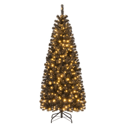 Pre-lit Christmas Halloween Tree with PVC Branch Tips and Warm White Lights-6', Black Halloween at Gallery Canada