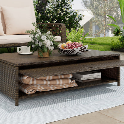 Patio Adjustable Wicker Daybed with 4-Level Backrest and Soft Cushions, Beige Outdoor Sectionals at Gallery Canada
