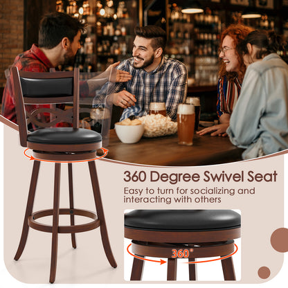 Bar Stools Set of 2 with Rubber Wood Frame and Faux Leather Upholstered Seat-29 Inch, Black & Brown Bar Stools at Gallery Canada