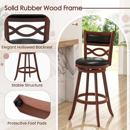 Bar Stools Set of 2 with Rubber Wood Frame and Faux Leather Upholstered Seat-29 Inch, Black & Brown Bar Stools at Gallery Canada