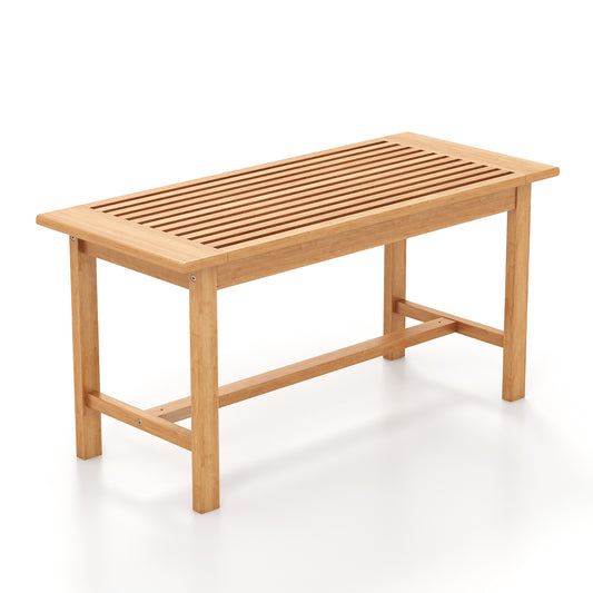 36 Inch Rectangular Patio Coffee Table, Slatted Tabletop, Natural Patio Coffee Tables Natural at Gallery Canada