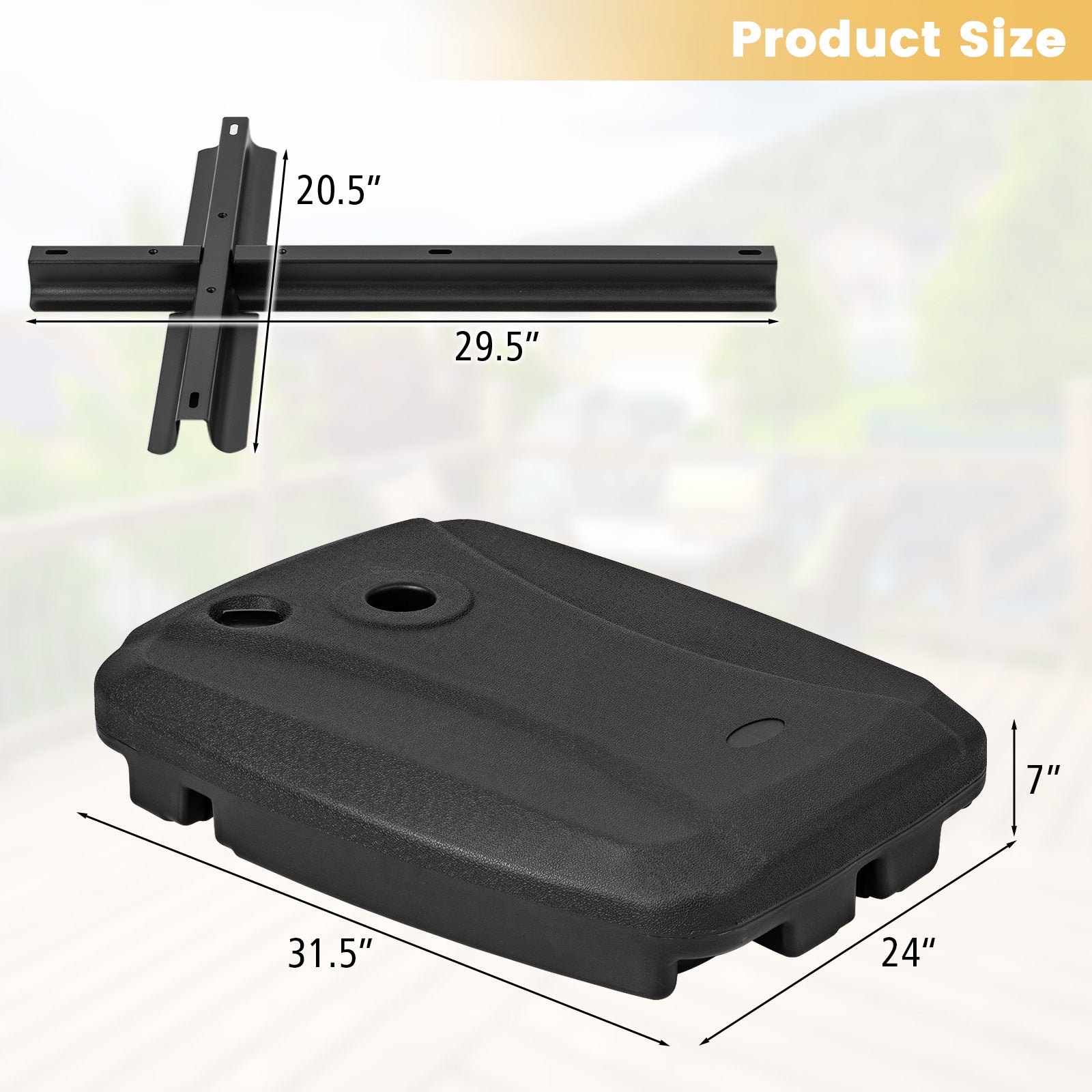 Fillable Universal Offset Umbrella Base with Cross Base and Wheels, Black Outdoor Umbrella Bases at Gallery Canada