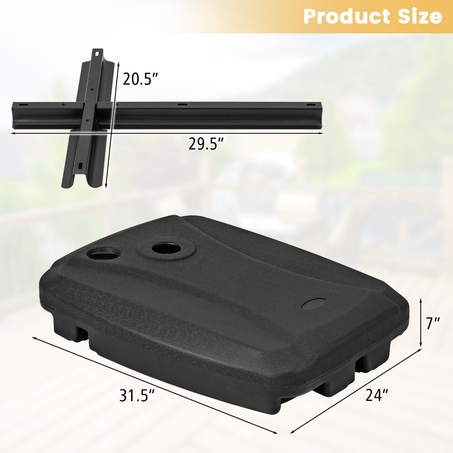 Fillable Universal Offset Umbrella Base with Cross Base and Wheels, Black Outdoor Umbrella Bases at Gallery Canada