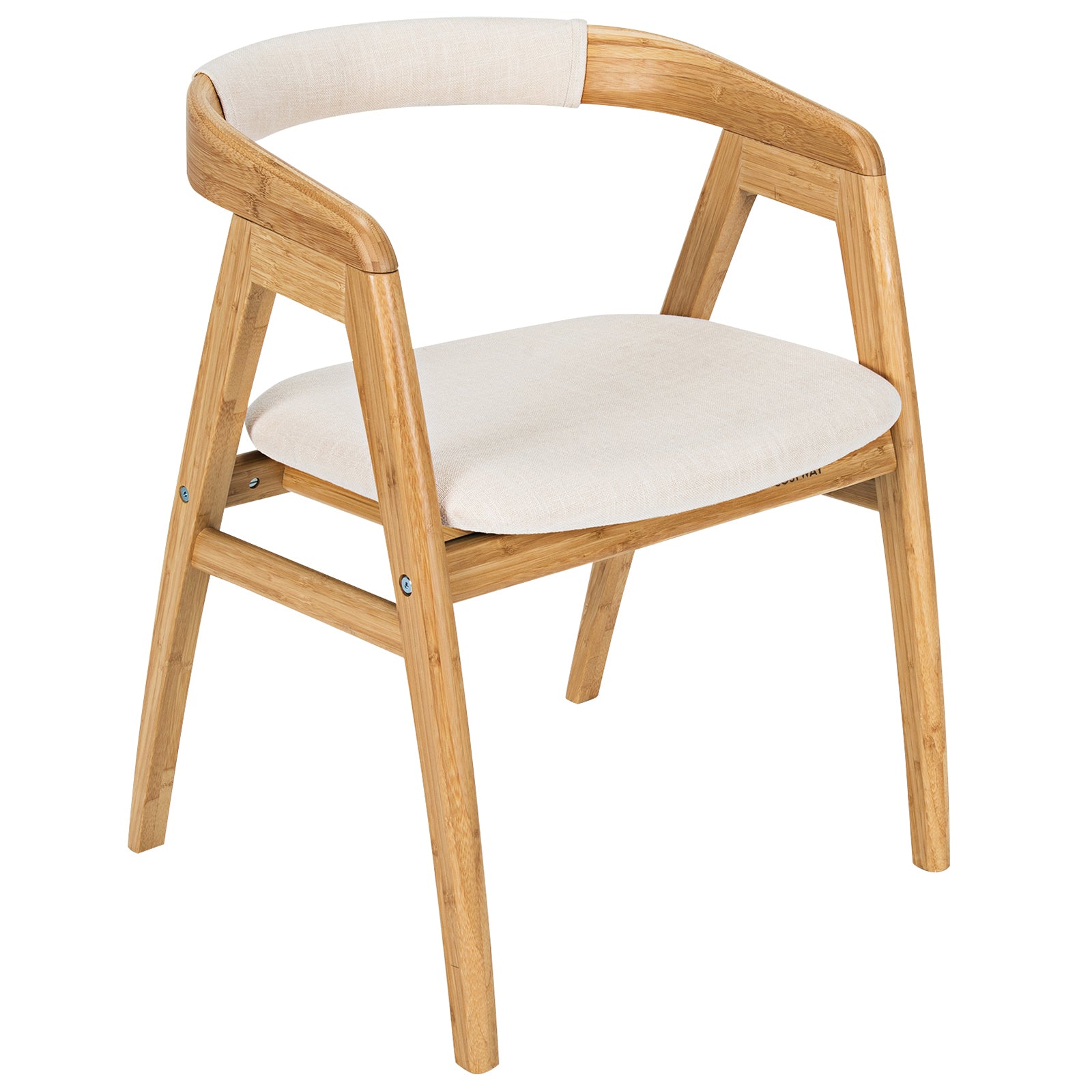 Leisure Bamboo Dining Chair with Curved Back and Anti-slip Foot Pads, Natural Dining Chairs at Gallery Canada