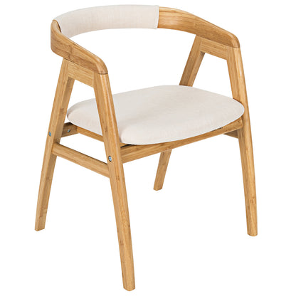 Leisure Bamboo Dining Chair with Curved Back and Anti-slip Foot Pads, Natural Dining Chairs at Gallery Canada