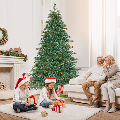 6/7/8 Feet Christmas Tree with Warm White LED Lights and Pine Cones-7 ft, Green Christmas Tree at Gallery Canada