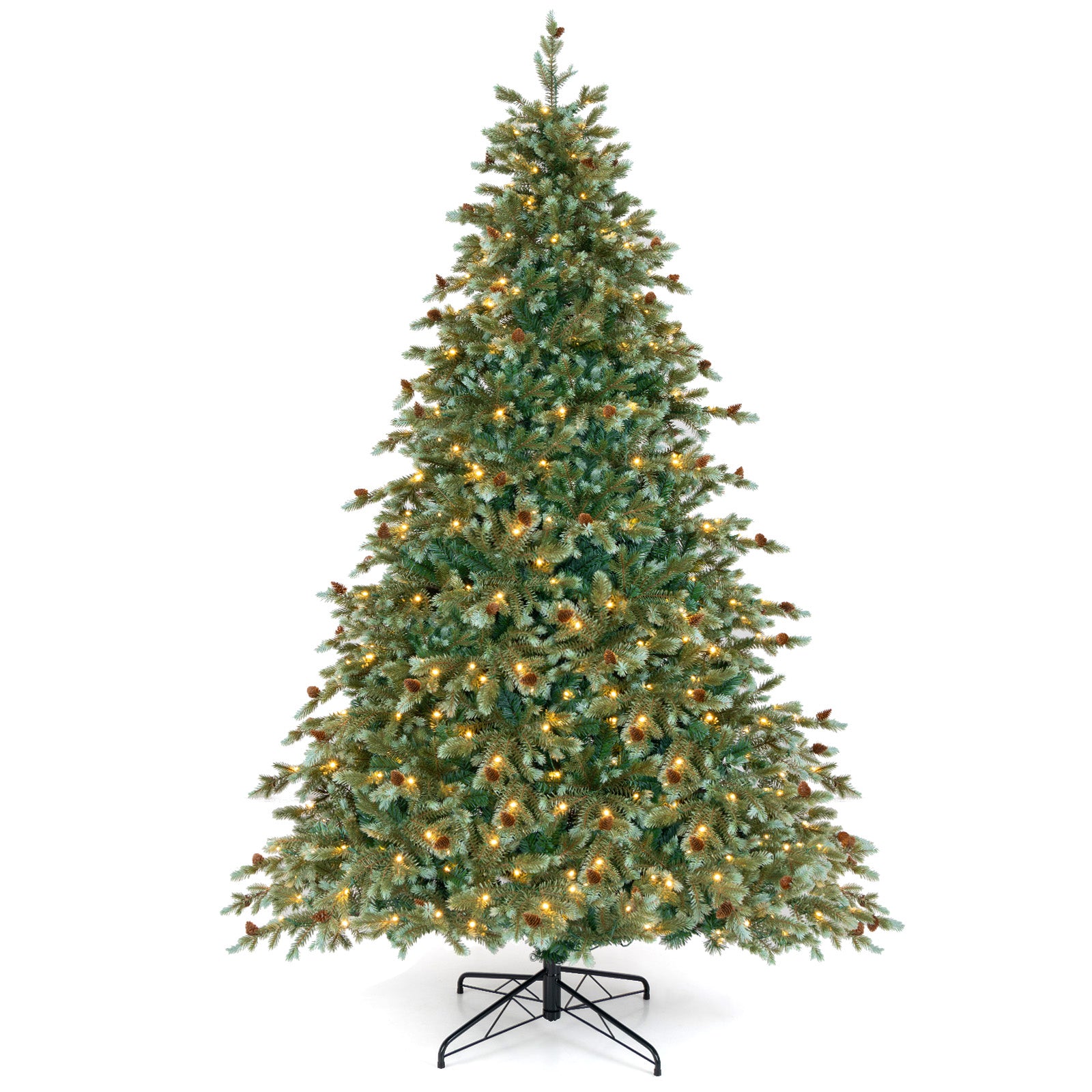 6/7/8 Feet Christmas Tree with Warm White LED Lights and Pine Cones-7 ft, Green Christmas Tree at Gallery Canada