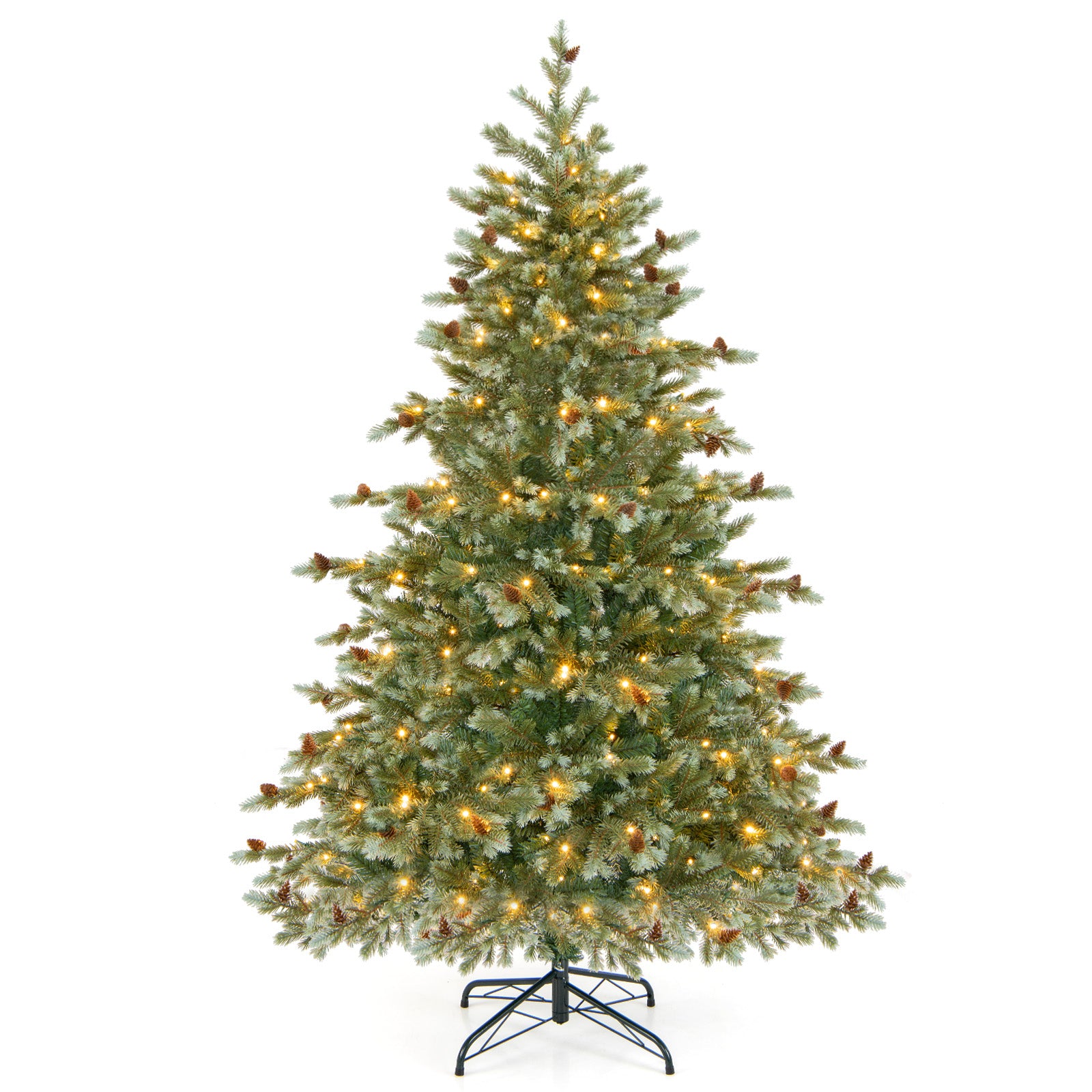 6/7/8 Feet Christmas Tree with Warm White LED Lights and Pine Cones-6 ft, Green Christmas Tree at Gallery Canada