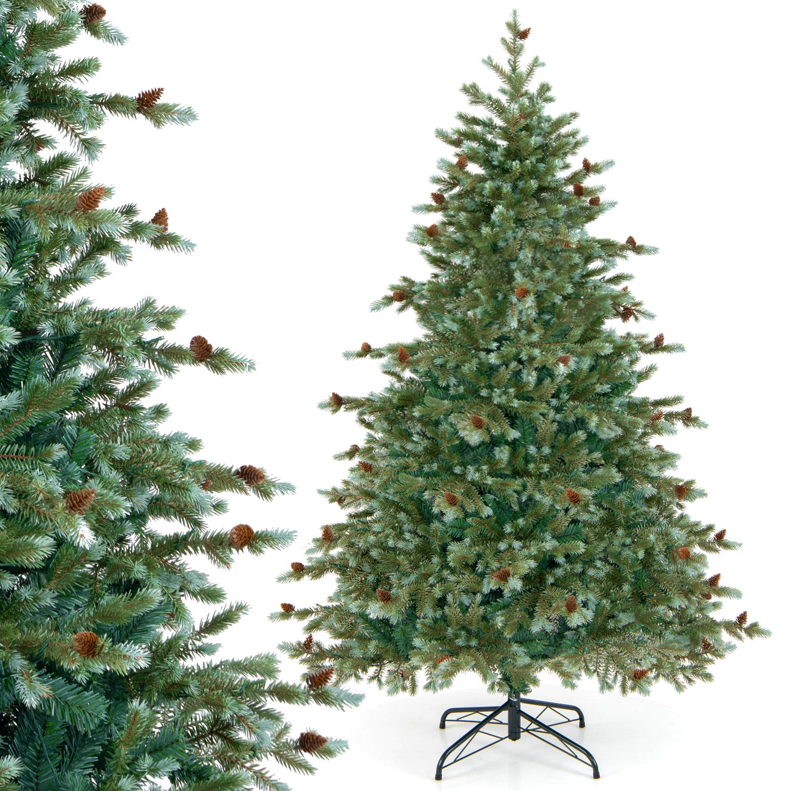 6/7/8 Feet Christmas Tree with Warm White LED Lights and Pine Cones-6 ft, Green Christmas Tree at Gallery Canada