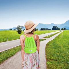 Drawstring Backpack String Bag Foldable Sports Sack with Zipper Pocket, Green