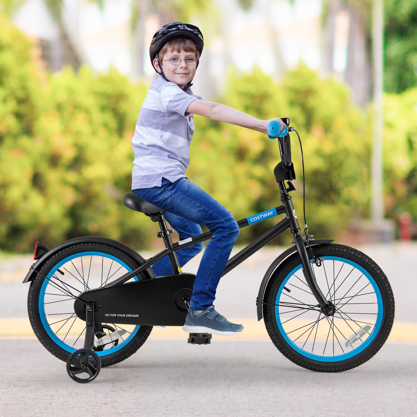 Kids Bike with Adjustable Handlebar and Saddle Black-18 Inches, Black Kids Bike at Gallery Canada