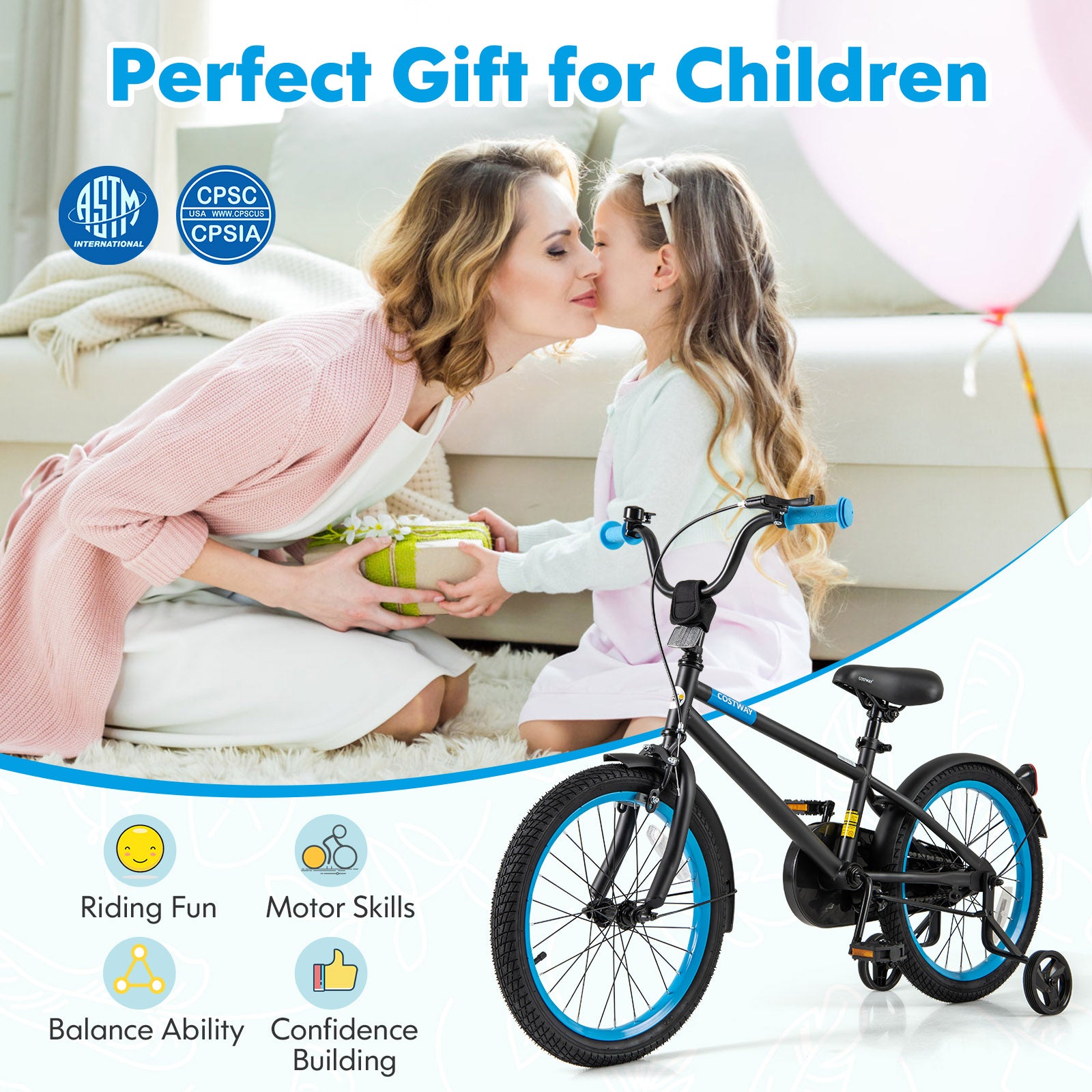 Kids Bike with Adjustable Handlebar and Saddle Black-18 Inches, Black Kids Bike at Gallery Canada