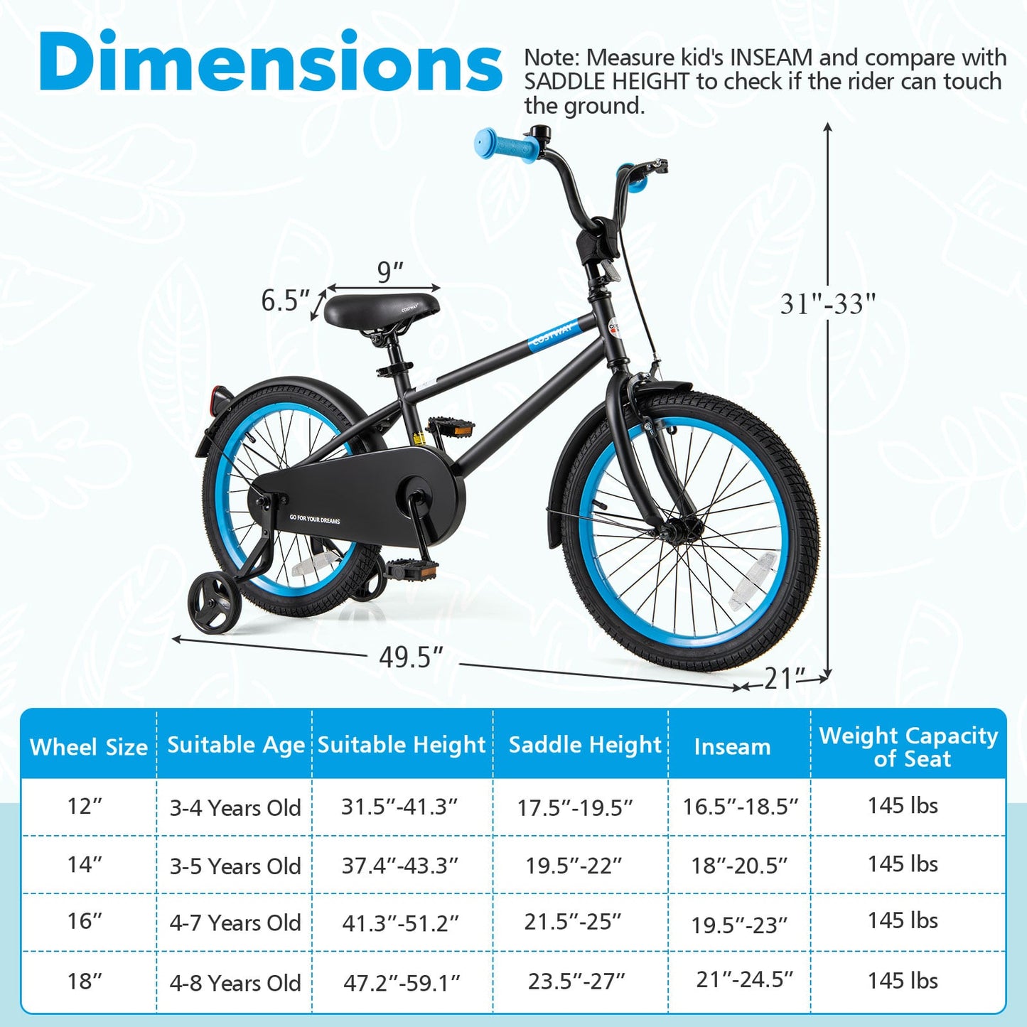 Kids Bike, Adjustable Handlebar, Saddle, 18 Inches, Black Kids Bike at Gallery Canada
