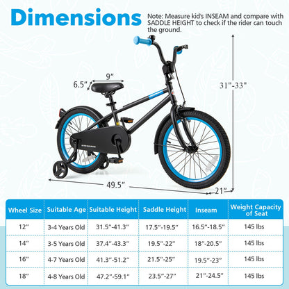 Kids Bike, Adjustable Handlebar, Saddle, 18 Inches, Black Kids Bike at Gallery Canada