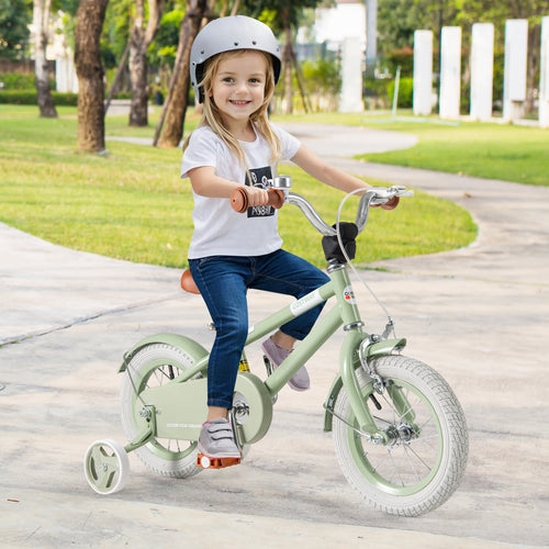 Kids Bike with Adjustable Handlebar and Saddle Green-12 Inches, Green