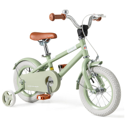 Vélo pour Enfants, Guidon et Selle Réglables, 12 Pouces, Vert