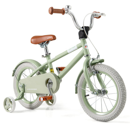 Vélo Enfant, Guidon et Selle Réglables, 14 Pouces, Vert